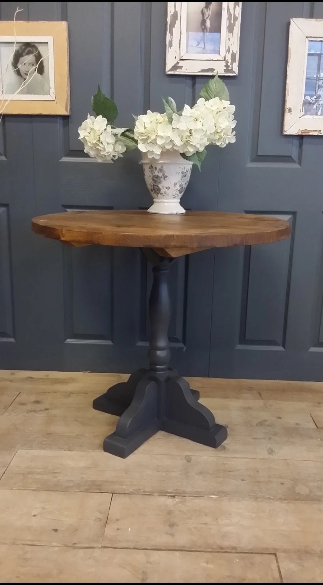 Round Shabby chic reclaimed pub table