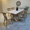 Limewaxed Distressed Trestle Table Indoor / Outdoor - Made from reclaimed wood - Any colour or size