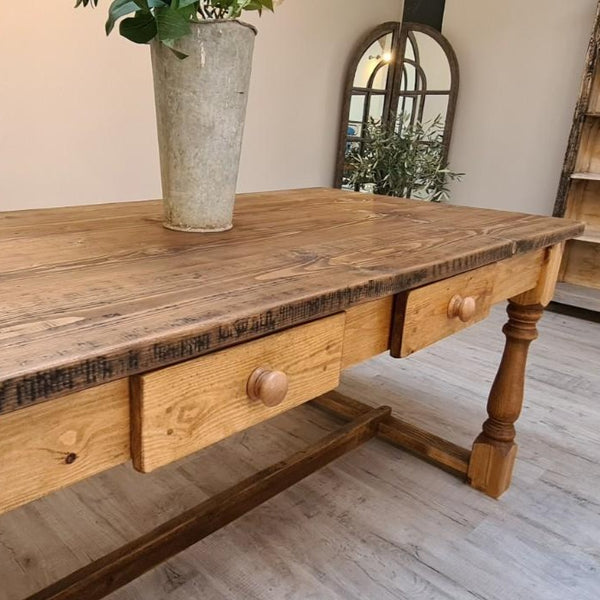 The 'Edinburgh' Refectory table - Made From Reclaimed Wood (Distressed Wooden Top)