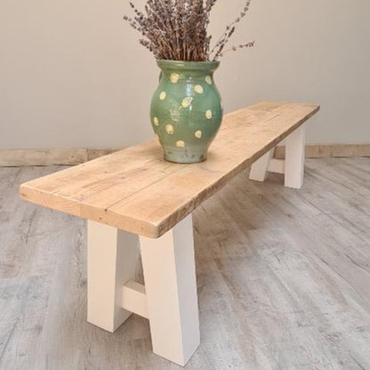Reclaimed trestle bench