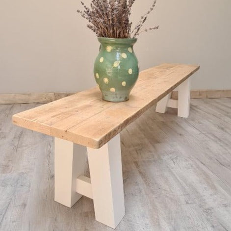 Reclaimed trestle bench