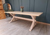 The 'Oxford' trestle table with natural rustic top and whitewashed base all made entirley from reclaimed wood