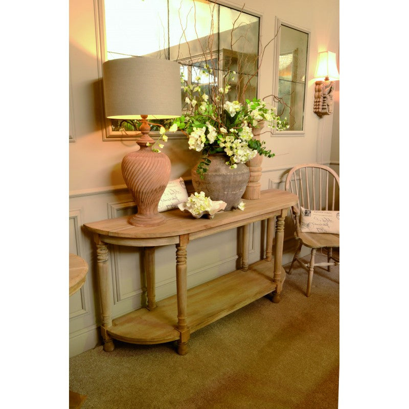 Long console outlet table wood